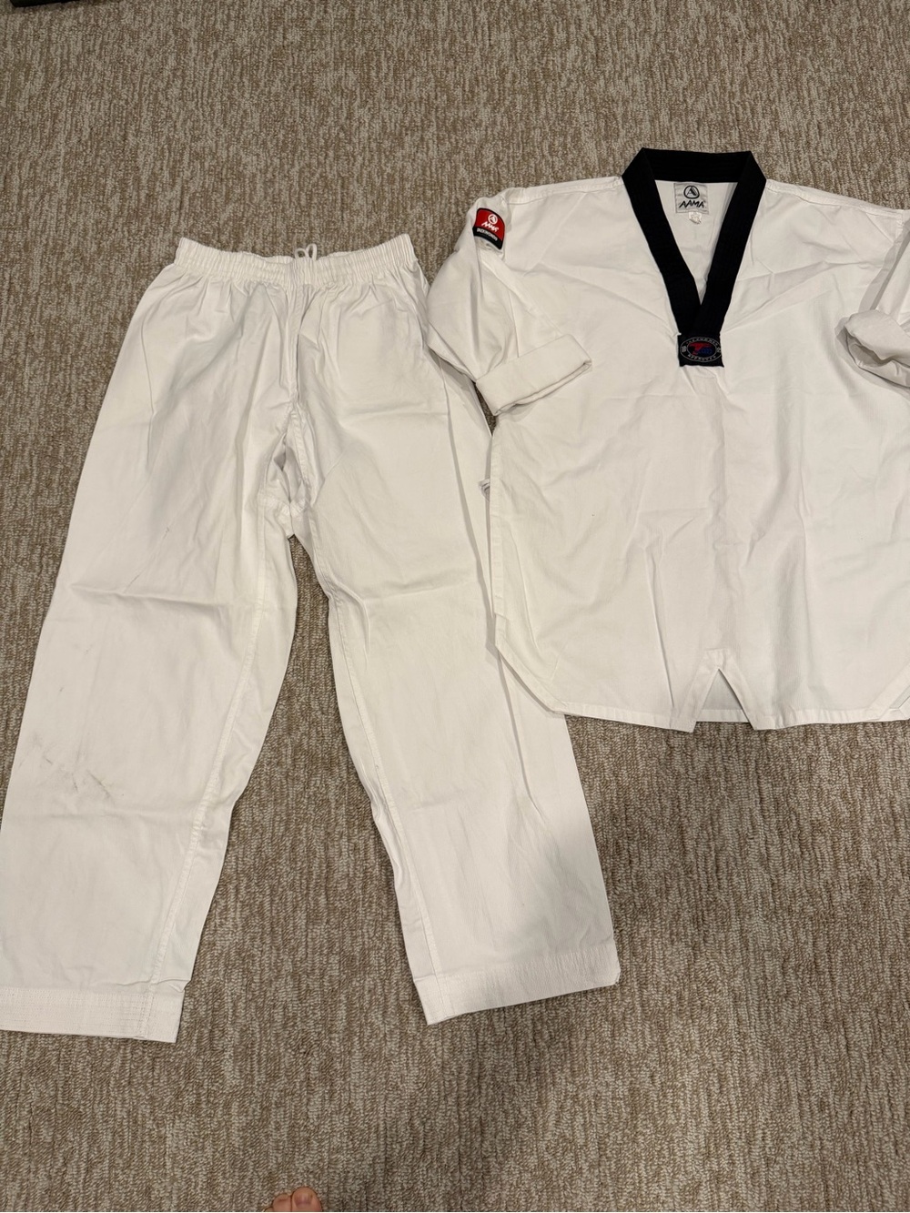 White Martial Arts Dobok Set with Black Trim Top Gi